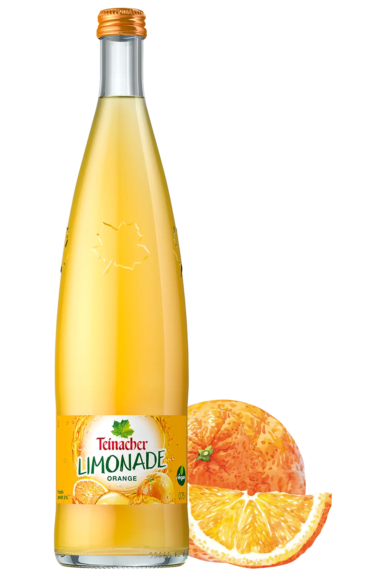 Glasflasche 0,75 L Teinacher Genuss Limonade Mango-Maracuja-Orange